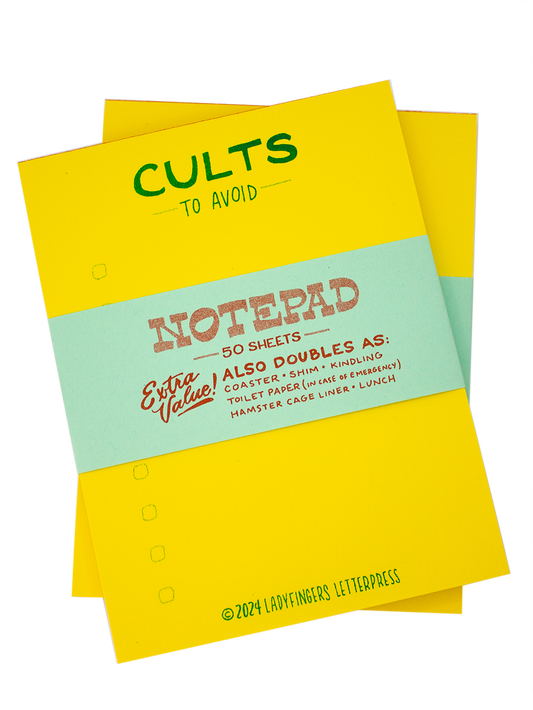 Cults to Avoid Risograph Notepad