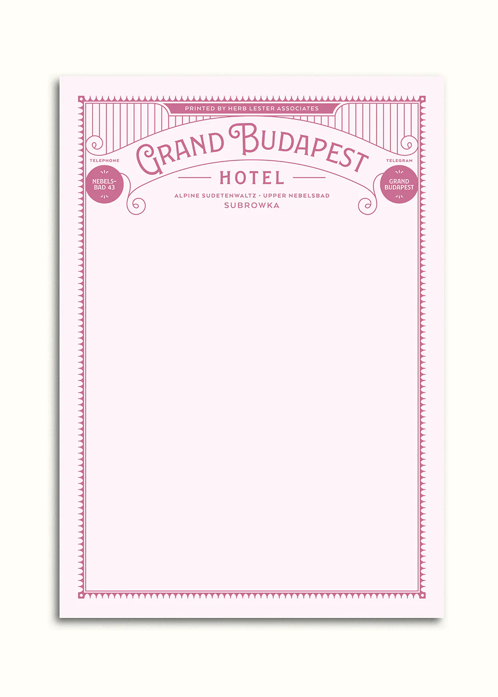 Grand Budapest Hotel Notepad