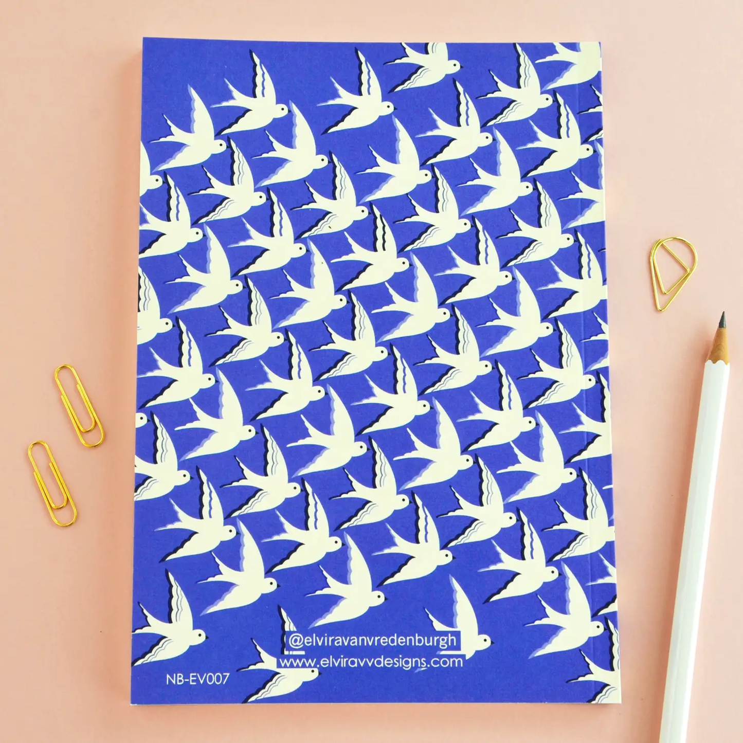 Birds In Flight In Blue Notebook | Blank